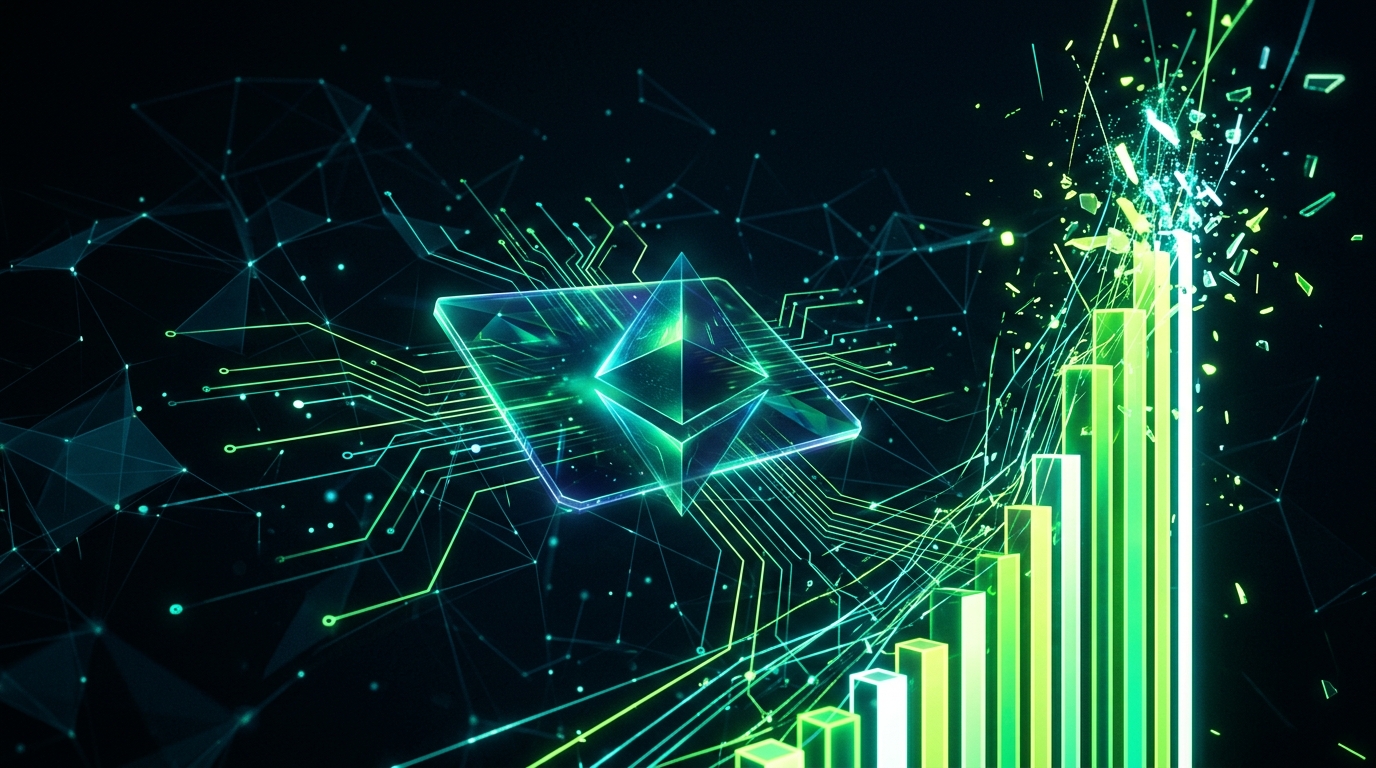 cartão geométrico holográfico verde neon conectado por fios de luz a um contador digital abstrato disparando, representando gasto descontrolado com api de ia