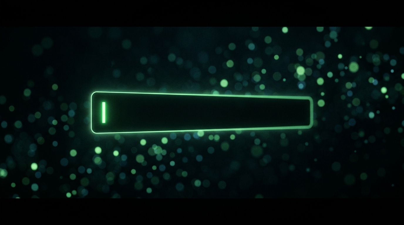 barra de busca luminosa com cursor em verde neon